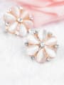 thumb Fashion Opal stones Rhinestones Champagne Gold Stud Earrings 1