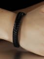 thumb Simple Woven Artificial Leather Titanium Men Bracelet 1