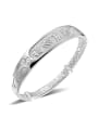 thumb Ethnic style 990 Silver Chinese Characters-etched Adjustable Bangle 0
