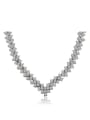 thumb Luxury Platinum Plated Copper Letter V Shaped Zircon Necklace 0