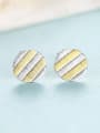 thumb 925 Sterling Silver With Glossy  Plated Simplistic Round Stud Earrings 2