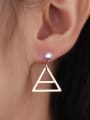 thumb Elegant Rose Gold Plated Hollow Triangle Shaped Drop Earrings 1