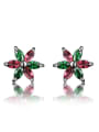thumb Little Double Color Flower Marquise Zirconias 925 Sterling Silver Stud Earrings 0