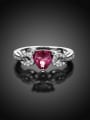 thumb Women 925 Silver Heart Shaped Pink Zircon Ring 1