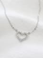 thumb Simple Tiny Zircon-studded Heart Silver Necklace 0