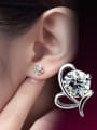 thumb Heart Shaped Shining Zircons Women Stud Earrings 1