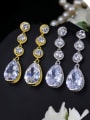 thumb Water Drop AAA Zircons White and Gold Plated Drop Earrings 2