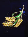 thumb Copper With Cubic Zirconia Fashion Leaf Golden wheat spike Brooches 2
