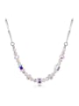 thumb Simple Little austrian Crystals Alloy Necklace 0