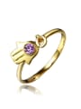 thumb Personality 18K Gold Plated Palm Shaped Zircon Ring 0