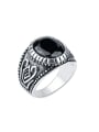 thumb Retro style Round Black Resin stone Alloy Ring 0