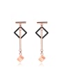 thumb Fashion Square Cube Rose Gold Plated Drop Earrings 0