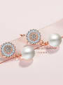 thumb Fashion Shiny Zirconias-covered Flower Imitation Pearl Stud Earrings 2