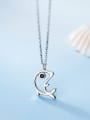 thumb 925 Sterling Silver With Platinum Plated Simplistic Dolphin Necklaces 1