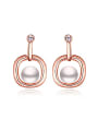 thumb Artificial Pearl Hollow Square Stud Earrings 2