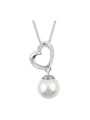 thumb Simple Hollow Heart Imitation Pearl Pendant Alloy Necklace 0