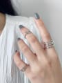 thumb 925 Sterling Silver With Platinum Plated Simplistic Geometric Free Size Midi Rings 1