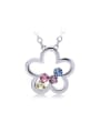 thumb 18K White Gold Austria Crystal Plum Blossom Shaped Necklace 0