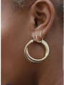 thumb Titanium With Gold Plated Simplistic Smooth Hollow Round Hoop Earrings 4