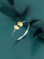 thumb 925 Sterling Silver With Silver Plated Simplistic Apricot Leaf Free Size Rings 1