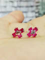 thumb Ruby Cross Religious jewelry Anti-allergic stud Earring 4