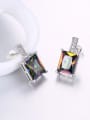 thumb Exquisite Rectangular Zircon Stud Earrings 2