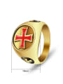 thumb Gold Plated Red Cross Signet Ring 2