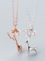 thumb S925 silver lovely deer with natural freshwater pearl necklace 1