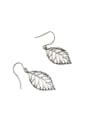 thumb Personalized Hollow Leaf Antique Silver Plated Earrings 0
