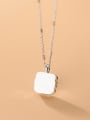 thumb 925 Sterling Silver With Platinum Plated  Simplistic  Smooth Square Necklaces 1