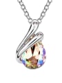 thumb Simple Shiny Water Drop austrian Crystal Pendant Alloy Necklace 1