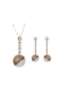 thumb Alloy Imitation-gold Plated Fashion Rhinestones Hollow Ball shaped Two Pieces Jewelry Set 0