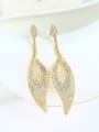 thumb Noble AAA Zirconias-studded Leaf Copper Drop Earrings 1