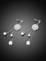 thumb Exquisite Sunflower Shaped Artificial Pearl Drop Earrings 1