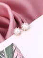 thumb Copper With  Artificial Pearl Simplistic Flower Stud Earrings 4