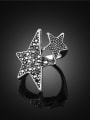 thumb All-match Double Star Shaped Silver Plated Rhinestones Ring 2