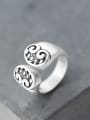 thumb Personality Flower Pattern Open Design S925 Silver Ring 1