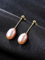 thumb Sterling Silver 7-8mm Natural Pearl Minimalist Design Earrings 2