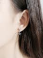 thumb Fashion Black Star Cubic Zircon Silver Stud Earrings 1