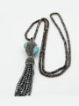 thumb Retro Turquoise Stone Natural Crystal Sweater Chain 2
