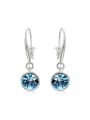 thumb Fashion Blue Round Crystal Earrings 0
