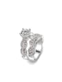 thumb Elegant Round Shaped Platinum Plated Zircon Ring Set 0