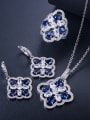 thumb Copper inlaid AAA zircon colored earrings necklace ring 3 pieces jewelry set 0