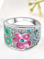 thumb All-match Flower Pattern White Gold Plated Ring 2
