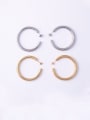 thumb Titanium With Rose Gold Plated Simplistic Smooth Round Hoop Earrings 3
