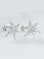 thumb Simple Star Zircon Platinum Plated Stud Earrings 2