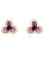 thumb Simple Shiny austrian Crystals Champagne Gold Alloy Stud Earrings 1