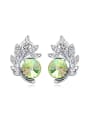 thumb Fashion Shiny Cubic austrian Crystals-covered Leaves Alloy Stud Earrings 1