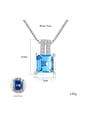 thumb Sterling silver micro-inlaid zircon blue square synthetic topaz necklace 2