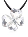 thumb Fashion Heart austrian Crystals Flower Pendant Alloy Necklace 2